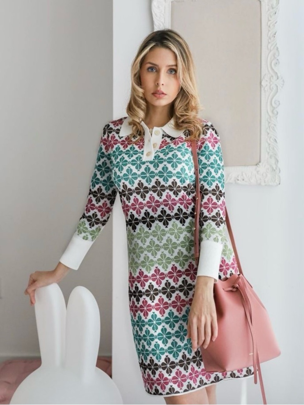 Kate Spade New York Spade Flower Metallic Knit Sweater Dress Sz Small